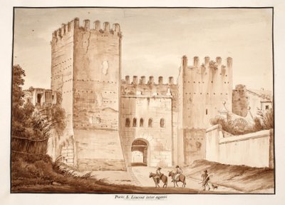 The Porta San Lorenzo, inter ageres, 1833 by Agostino Tofanelli